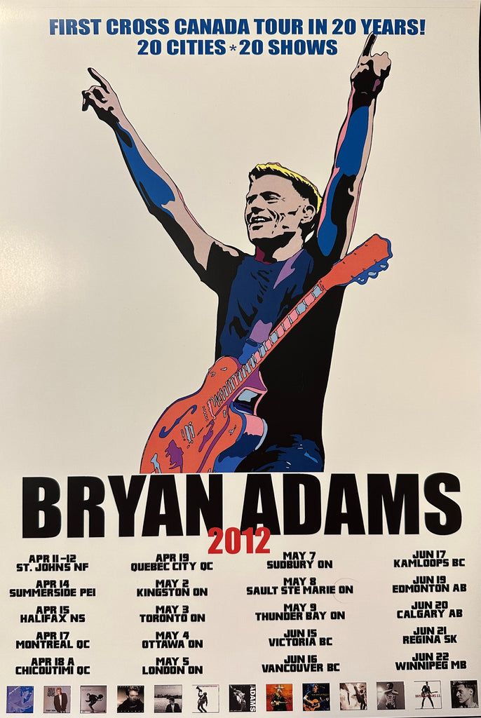 2012 Bryan Adams Canada Tour Concert Poster