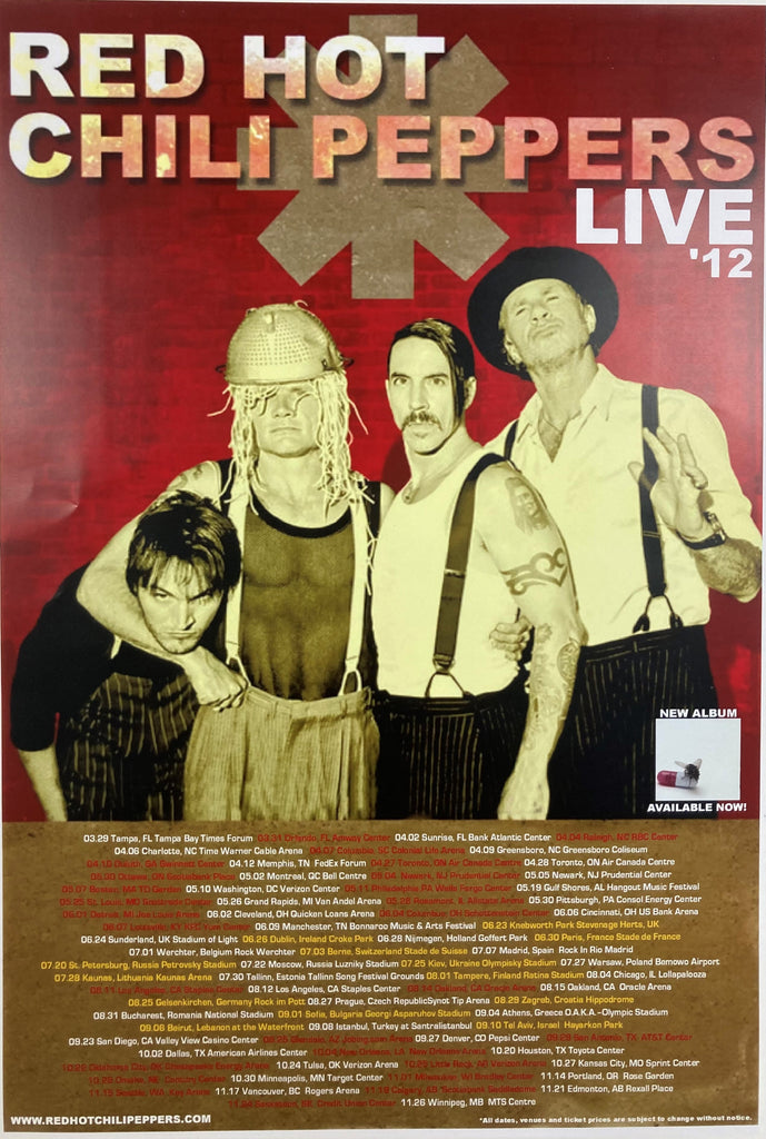 2012 Red Hot Chili Pepers LIVE Concert Poster